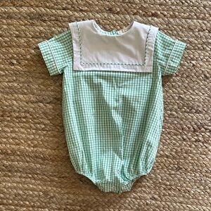 TBBC Townes Top Sail Boys Bubble Kiawah Kelly green white windowpane 12-18M